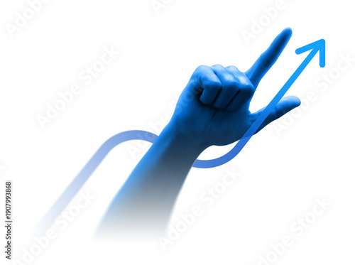Blue Hand Pointing Up With Arrow For Business Growth Success Finance Png