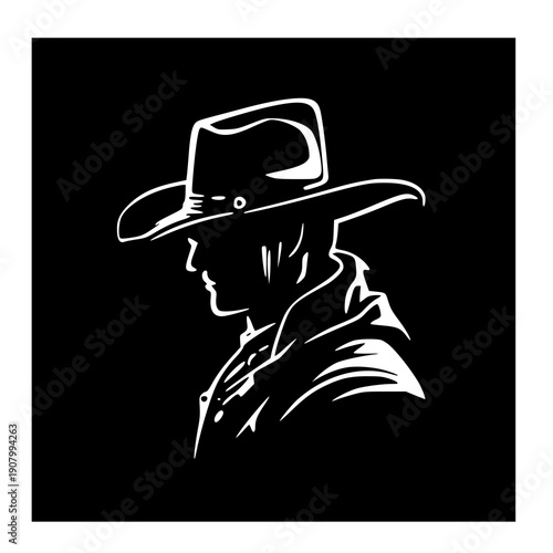 Vector illustration of a cowboy , silhouette of a cowboy 