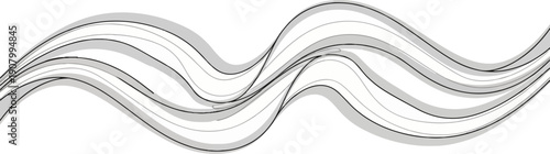 Wavy bands of gray and black lines create a fluid, abstract graphic design