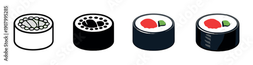 Four metallic buttons with green and red indicators on dark surface