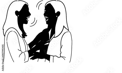 Two women laughing heartily, friends sharing a joyful moment together