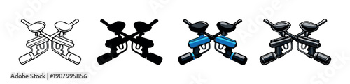 Paintball marker evolution: white black and blue design progression