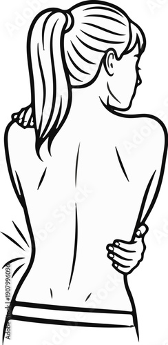 Woman experiencing back pain, holding her upper and lower back