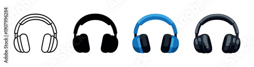 Evolution of headphones design with focus on modern blue variation