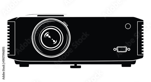 Simple black and white outline of a modern video projector