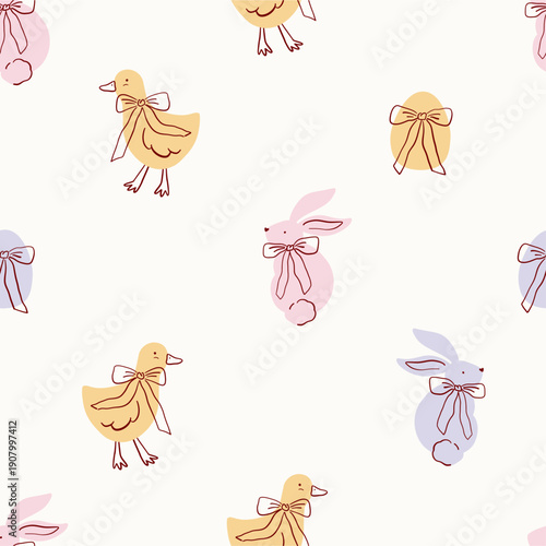 Wallpaper Mural Cute Easter designs. Traditional spring hand drawn decorations, symbols, and floral ornaments. Natural floral patterns. Flat vector seamless pattern Torontodigital.ca