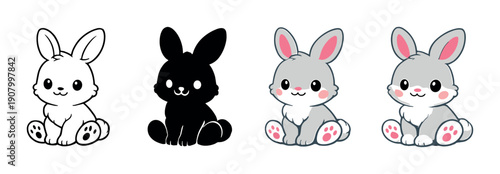Cute cartoon bunnies against gradient background