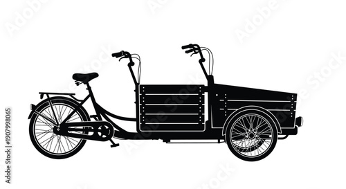 Black silhouette of a cargo bike with a large box on the side