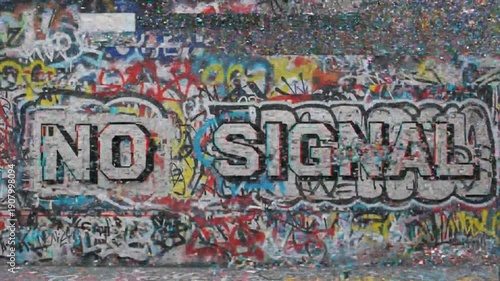 Wallpaper Mural Urban graffiti art with vibrant colors and a prominent 'No Signal' message on a weathered wall showcasing street culture and Torontodigital.ca