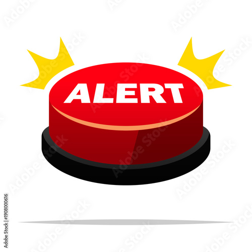 Red alert button vector isolated illustration