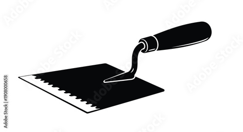 A black and white illustration of a pointing trowel tool