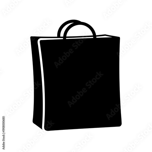 Isolated black shopping bag with handles, a simple shopping symbol icon