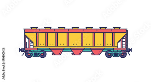 Colorful illustration of a hopper railcar on a white background