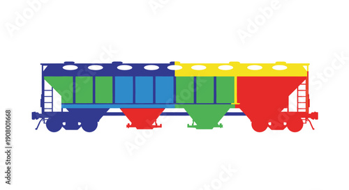 Colorful illustration of a vintage train hopper car with a flat design