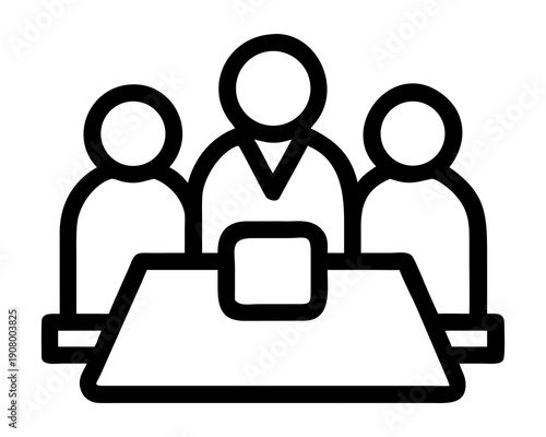 Corporate Team Meeting With Laptop Outline