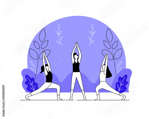 Group Yoga Meditation Wellness Illustration