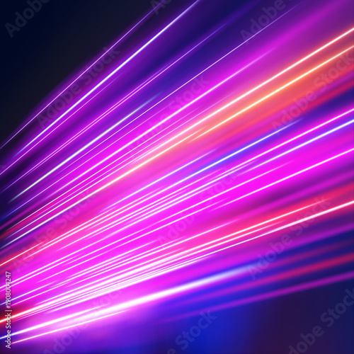 Neon arcs radiate outward in a futuristic pattern, suggesting acceleration and power. Bright highlights shimmer along lines. Perfect for tech vector.