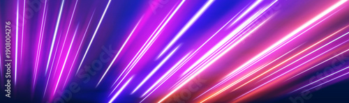 Dynamic light ribbons curve and twist through an abstract night scene. Particles pulse along paths of motion. Designed for digital vector art.