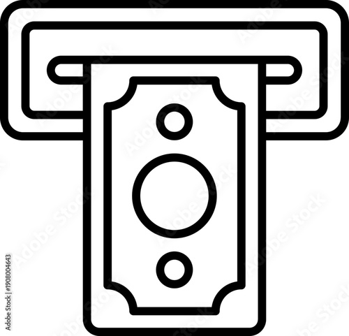 Black atm withdrawal icon - outline