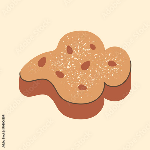 Italian Colomba Cake Icon. Flat hand drawn dove shaped dessert vector illustration with sugar glaze almond crumbs for spring holiday visuals.