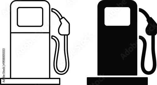 Minimal Gas Pump Line Drawing – Clean Monochrome Fuel Symbol for Transportation, Petrol Station, and UI Graphics