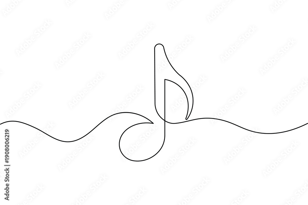 Obraz premium Music note icon in single line art style for minimalist design