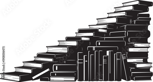 Stack of books forming a staircase illustration design element