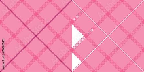 Masculine check pattern vector, girl seamless textile fabric. Interior texture background tartan plaid in pink color.