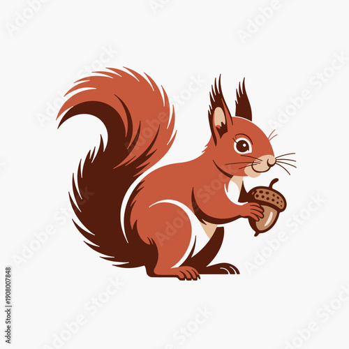 Squirrel and Acorn: A charming squirrel with a bushy tail proudly clutches a single, perfect acorn. Its eyes sparkle with the promise of autumn's bounty and the joy of a nourishing meal. 