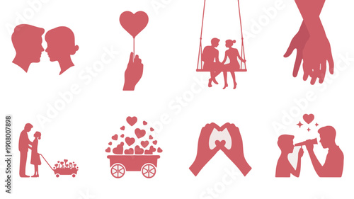 Love in Silhouette: A collection of tender moments and heartfelt symbols of affection, perfect for expressing love and romance.