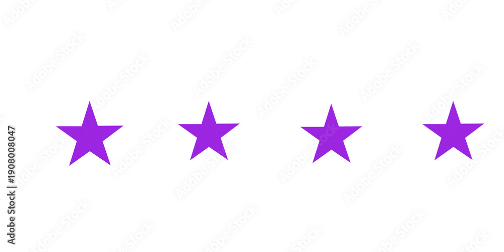 Obraz premium Bright purple stars are perfect for celebrations, achievements, or a magical theme. Ideal for holiday greeting cards, banners, or decorations, set against a transparent background.