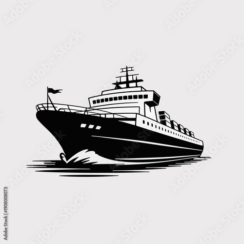 Vessel Voyage: An elegant depiction of a sturdy cargo ship, navigating the waters with a sense of purpose and stability, symbolizing trade and global connectivity.