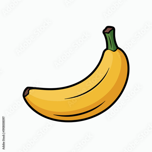 Golden Banana Delight: A single, vibrant yellow banana, perfectly ripe and ready to enjoy, curves gracefully. It embodies simplicity and the natural goodness of fresh, wholesome fruit.