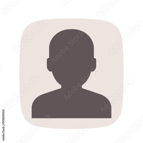 A simple rounded square icon featuring a dark silhouette of a person s head and shoulders