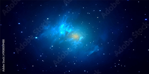 An abstract night sky nebula glow with bright stars and blue cosmic dust across the dark outer space galaxy universe background