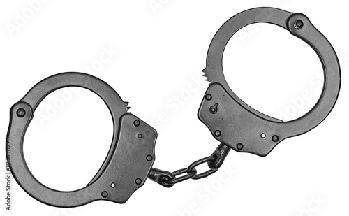Classic black chain handcuffs isolated