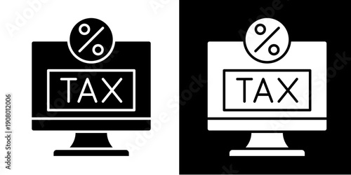 Digital Tax Filing Icon Set White Glyph Style Collection