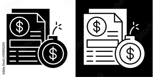 Tax Penalty Icon Set White Glyph Style Collection