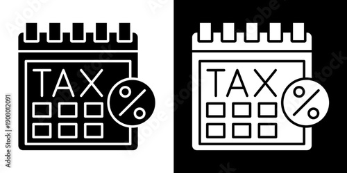 Tax Calendar Icon Set White Glyph Style Collection