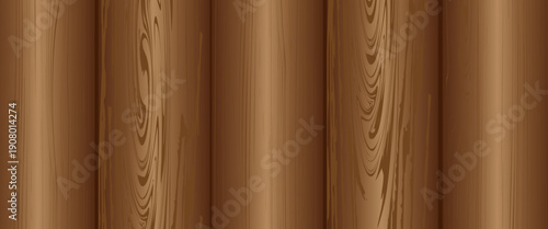 Realistic brown wood wall texture background vector illustration.