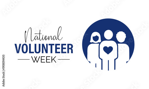 Volunteer appreciation concept design showing unity, care, and support through simple human icons and heart symbols.