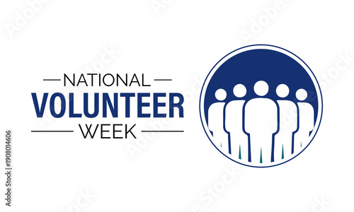 Volunteer appreciation concept design showing unity, care, and support through simple human icons and heart symbols.