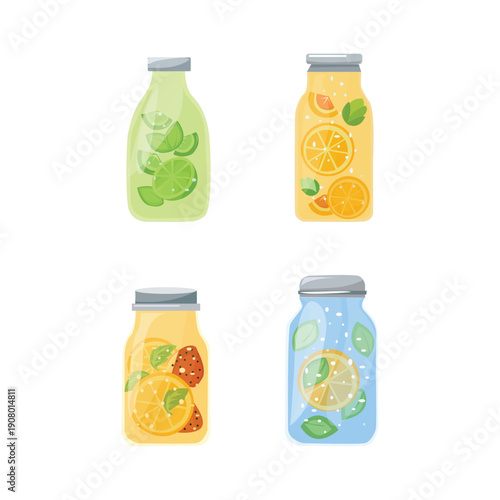 Set of infused water hand drawing illustration on whtie background vol 01