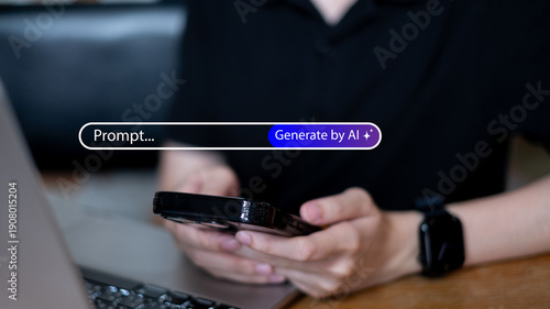 Wallpaper Mural Person using generative AI software innovation artificial intelligence create media image prompt text technology digital online access creative assistant development service concept Torontodigital.ca