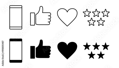 オンライン上で得られる高評価をイメージしたアイコンセット