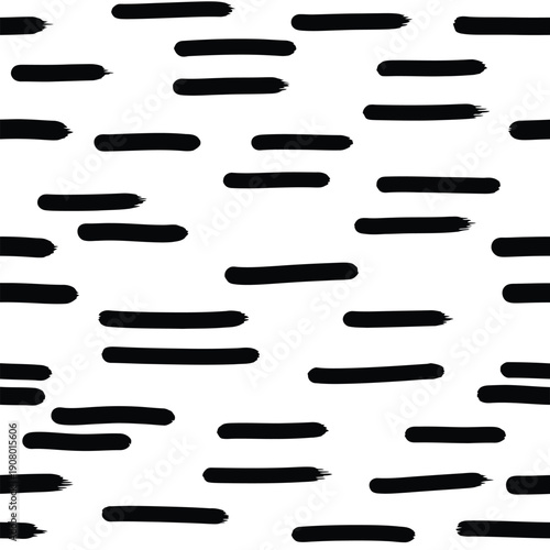Hand drawn dash line pattern vector seamless background black gray