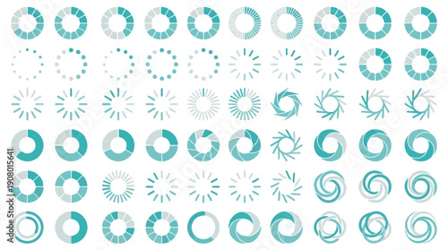 Circular Loading Indicators and Progress Bar Icons Set