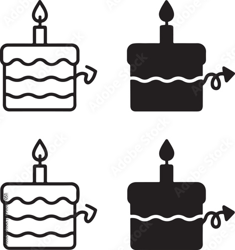 Isolated prank cake icon, prank cake silhouette icon, prank cake joke icon, funny dessert symbol, april fools graphic, minimal vector, outline solid style, isolated white background