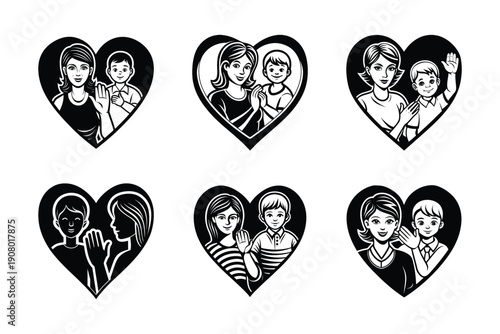 Mom and Son Heart Hand svg Bundle