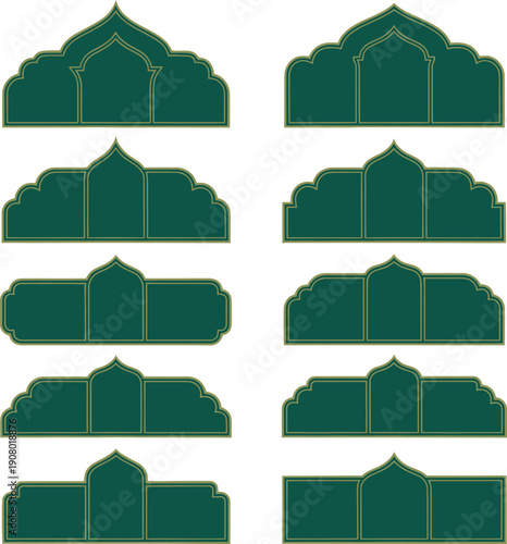 Collection of islamic arch designs in varying shapes and styles